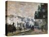 Gare St. Lazare, les docks de l'Ouest, 1877 St. Lazare railway station, the Western docks. Canvas.-Claude Monet-Stretched Canvas