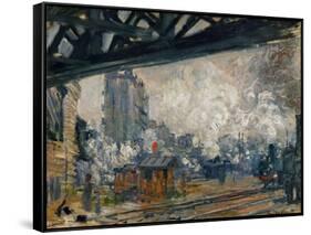 Gare St. Lazare, Seen from the Pont De L'Europe, 1877-Claude Monet-Framed Stretched Canvas