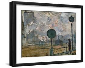 Gare St. Lazare, the Semaphores, 1877-Claude Monet-Framed Giclee Print