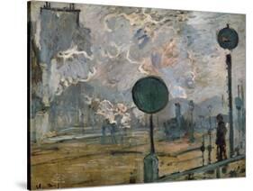Gare St. Lazare, the Semaphores, 1877-Claude Monet-Stretched Canvas