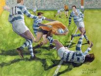 Rugby Match: England v New Zealand in the World Cup, 1991, Rory Underwood Being Tackled-Gareth Lloyd Ball-Mounted Giclee Print