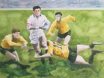 Rugby Match: England v Australia in the World Cup Final, 1991, Will Carling Being Tackled-Gareth Lloyd Ball-Framed Giclee Print