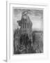 Gargantua on the Towers of Notre-Dame at Paris, Illustration from "Gargantua"-Gustave Doré-Framed Giclee Print