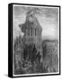 Gargantua on the Towers of Notre-Dame at Paris, Illustration from "Gargantua"-Gustave Doré-Framed Stretched Canvas