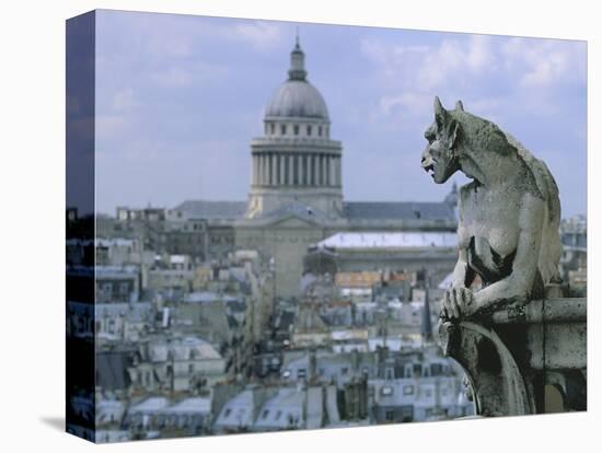 Gargoyle Looking Toward the Pantheon-Michel Setboun-Stretched Canvas