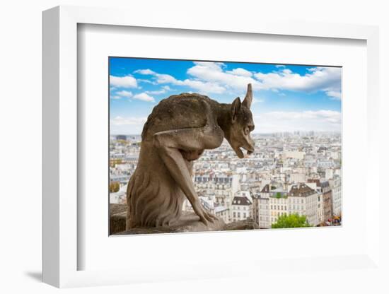 Gargoyle on Notre Dame Cathedral, France-neirfy-Framed Photographic Print