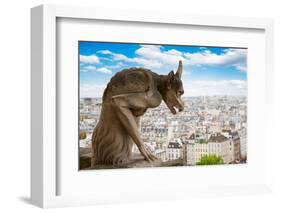 Gargoyle on Notre Dame Cathedral, France-neirfy-Framed Photographic Print