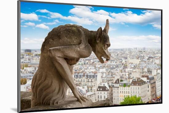 Gargoyle on Notre Dame Cathedral, France-neirfy-Mounted Photographic Print