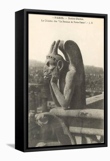 Gargoyle on Notre Dame, Paris-null-Framed Stretched Canvas