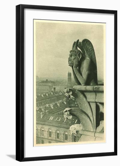 Gargoyle on Notre Dame, Paris-null-Framed Art Print