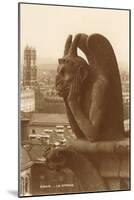 Gargoyle on Notre Dame, Paris-null-Mounted Art Print