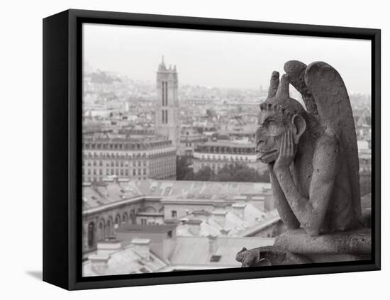 Gargoyle Statue at a Cathedral, Notre Dame, Paris, Ile-De-France, France-null-Framed Stretched Canvas