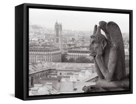 Gargoyle Statue at a Cathedral, Notre Dame, Paris, Ile-De-France, France-null-Framed Stretched Canvas