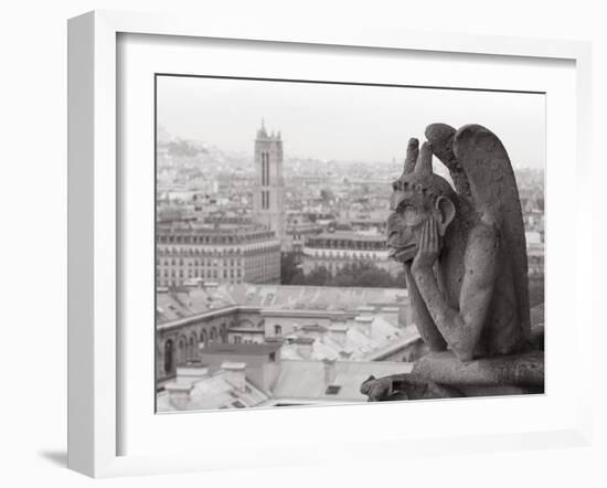 Gargoyle Statue at a Cathedral, Notre Dame, Paris, Ile-De-France, France-null-Framed Photographic Print