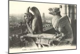 Gargoyles at Notre Dame, Paris-null-Mounted Art Print