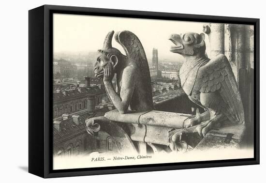 Gargoyles at Notre Dame, Paris-null-Framed Stretched Canvas