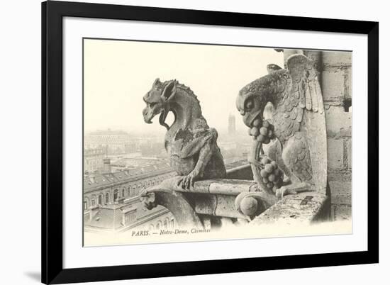 Gargoyles at Notre Dame, Paris-null-Framed Premium Giclee Print