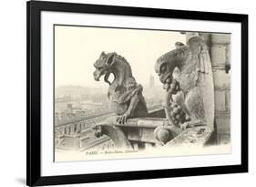 Gargoyles at Notre Dame, Paris-null-Framed Premium Giclee Print