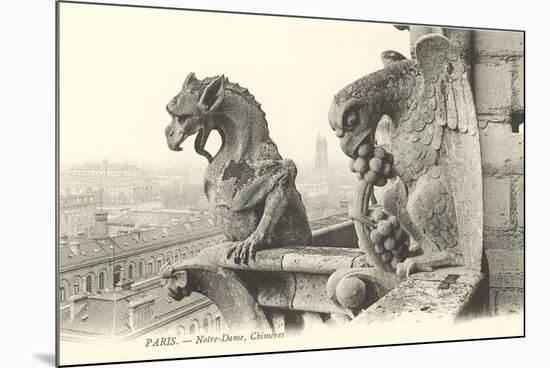 Gargoyles at Notre Dame, Paris-null-Mounted Premium Giclee Print