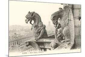 Gargoyles at Notre Dame, Paris-null-Mounted Premium Giclee Print