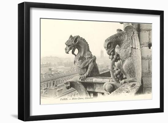 Gargoyles at Notre Dame, Paris-null-Framed Art Print