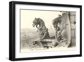 Gargoyles at Notre Dame, Paris-null-Framed Art Print