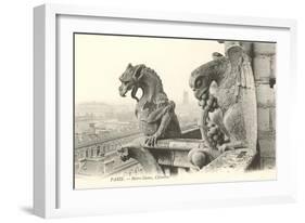 Gargoyles at Notre Dame, Paris-null-Framed Art Print