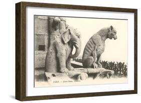 Gargoyles at Notre Dame, Paris-null-Framed Art Print