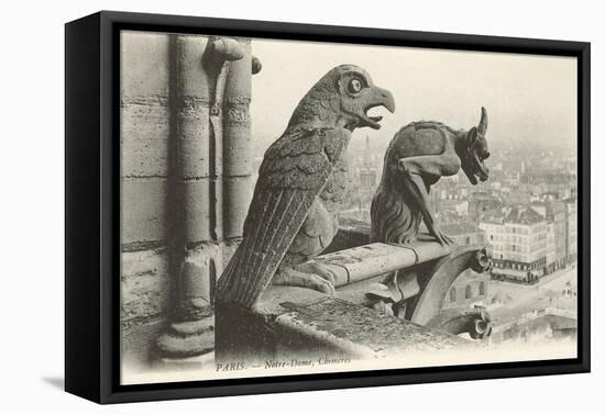 Gargoyles at Notre Dame, Paris-null-Framed Stretched Canvas