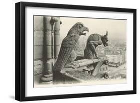 Gargoyles at Notre Dame, Paris-null-Framed Art Print