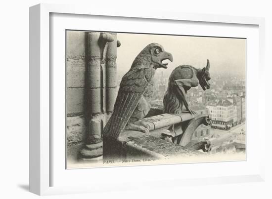 Gargoyles at Notre Dame, Paris-null-Framed Art Print