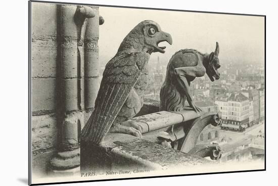 Gargoyles at Notre Dame, Paris-null-Mounted Art Print