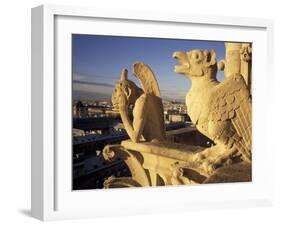 Gargoyles of the Notre Dame Cathedral, Paris, France-David Barnes-Framed Premium Photographic Print