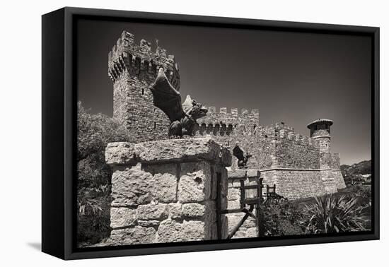 Gargoyles On A Castle Wall-George Oze-Framed Stretched Canvas