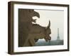 Gargoyles on Notre Dame Cathedral, and Beyond, the Eiffel Tower, Paris, France, Europe-Woolfitt Adam-Framed Photographic Print