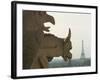 Gargoyles on Notre Dame Cathedral, and Beyond, the Eiffel Tower, Paris, France, Europe-Woolfitt Adam-Framed Photographic Print