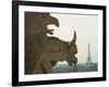 Gargoyles on Notre Dame Cathedral, and Beyond, the Eiffel Tower, Paris, France, Europe-Woolfitt Adam-Framed Photographic Print