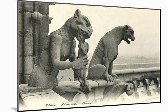 Gargoyles on Notre Dame-null-Mounted Art Print