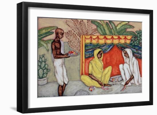 Garland Making, 1986-Shanti Panchal-Framed Giclee Print