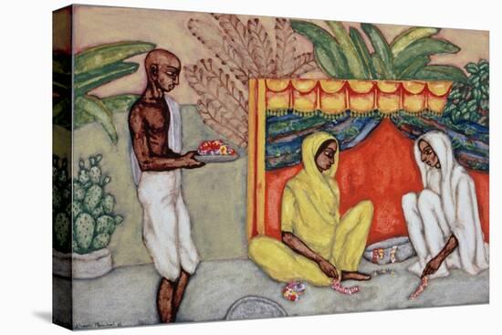 Garland Making, 1986-Shanti Panchal-Stretched Canvas