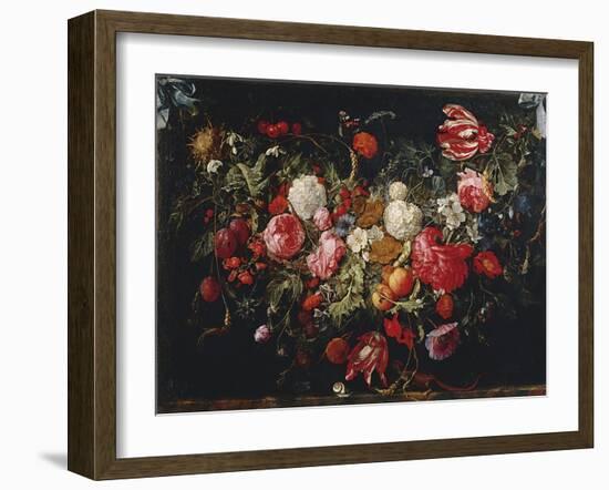Garland of Flowers and Fruit-null-Framed Giclee Print
