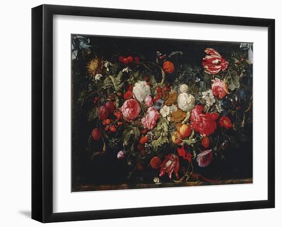 Garland of Flowers and Fruit-null-Framed Giclee Print