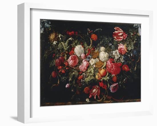 Garland of Flowers and Fruit-null-Framed Giclee Print