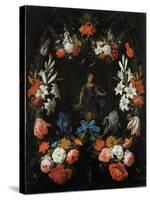 Garland of Flowers, Ca 1675-Abraham Mignon-Stretched Canvas