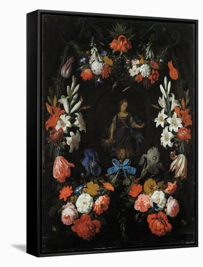 Garland of Flowers, Ca 1675-Abraham Mignon-Framed Stretched Canvas