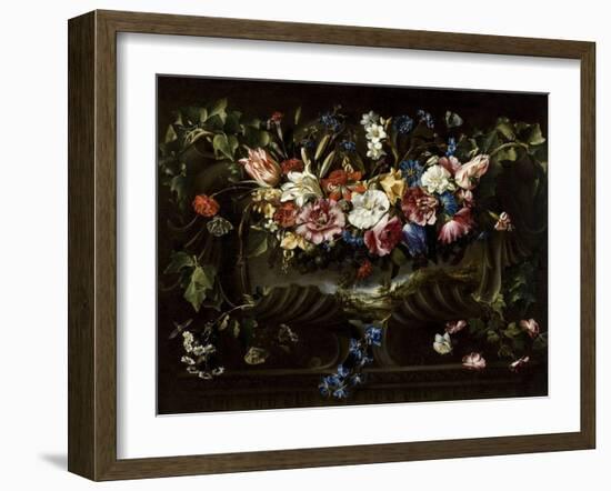 Garland of Flowers with Landscape, 1652-Juan De Arellano-Framed Giclee Print