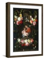 Garland of Flowers with Madonna and Child, First Third of 17th C-Daniel Seghers-Framed Giclee Print