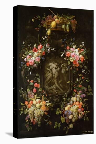 Garland of Fruit and Flowers with the Death of Adonis, 1652-Joris van Son and Erasmus Quellinus-Stretched Canvas