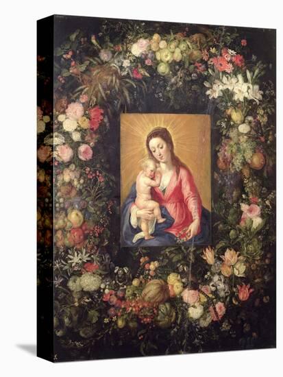 Garland of Fruit and Flowers with Virgin and Child-Jan Brueghel the Elder-Stretched Canvas