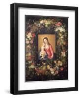 Garland of Fruit and Flowers with Virgin and Child-Jan Brueghel the Elder-Framed Premium Giclee Print